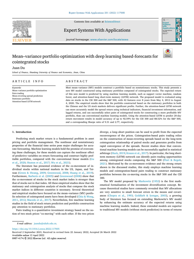 Deep Learning for Portfolio Optimization | PDF | Machine Learning ...