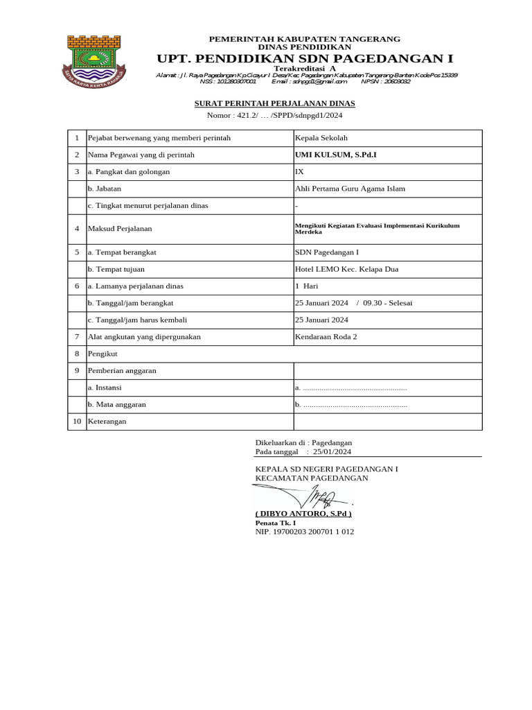 Contoh Sppd Guru Pdf