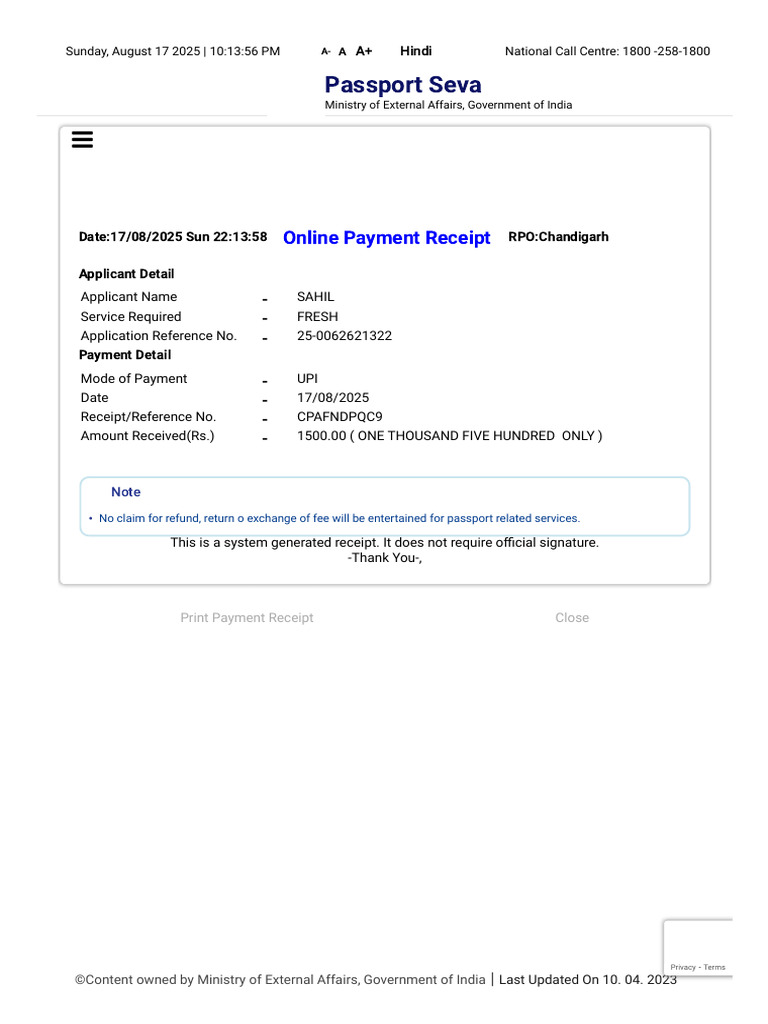 Payment Receipt | PDF
