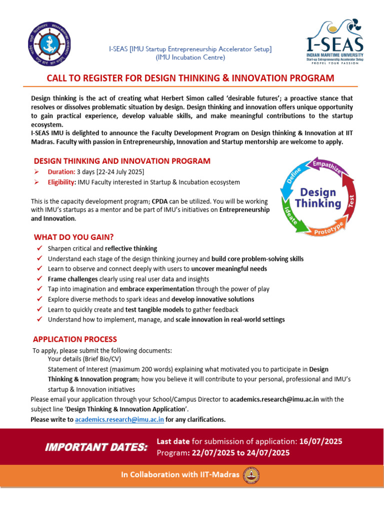 IMU Design Thinking Program Registration | PDF | Design Thinking ...