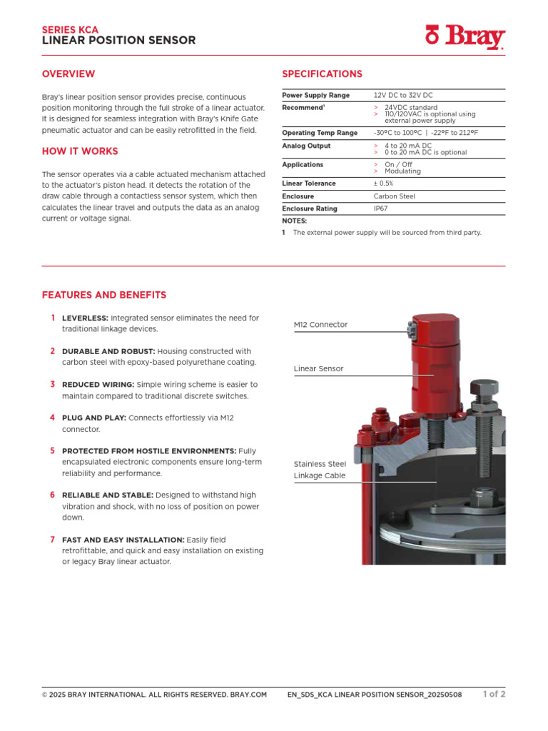 KCA Linear Position Sensor Overview | PDF | Power Supply | Actuator