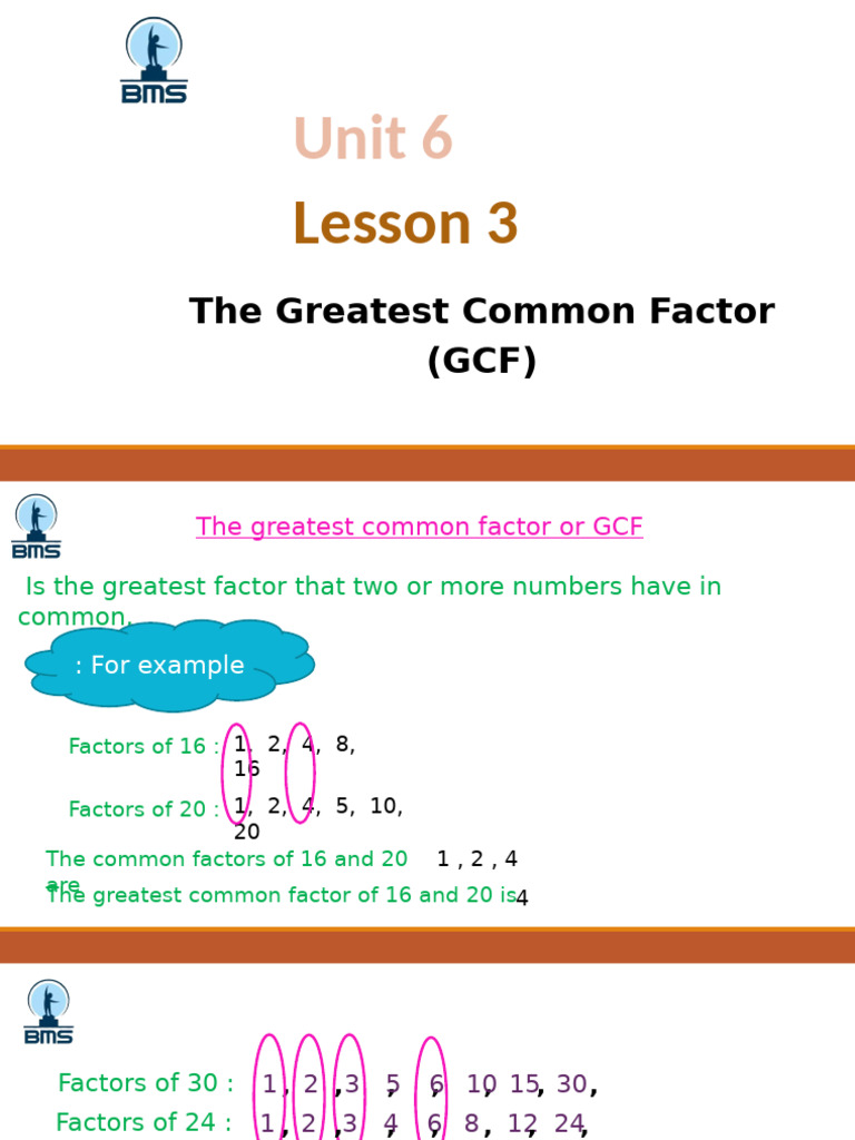 Understanding Greatest Common Factor | PDF