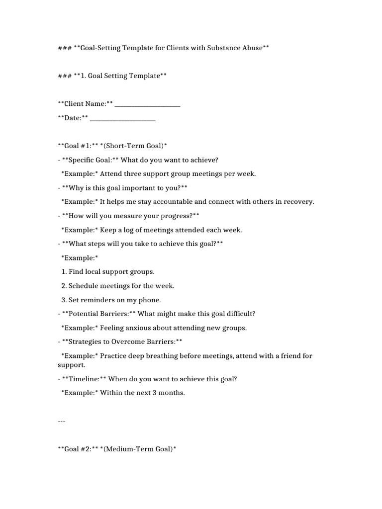 Goal-Setting Template for Recovery Clients | PDF