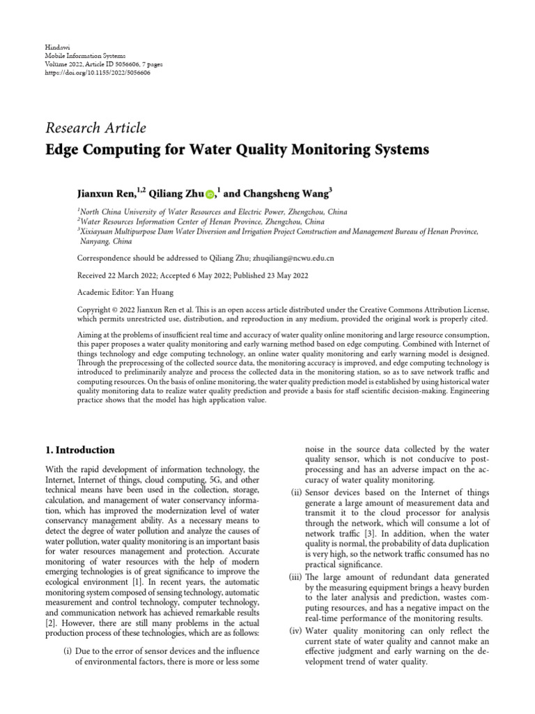 Edge Computing in Water Quality Monitoring | PDF | Computer Network ...