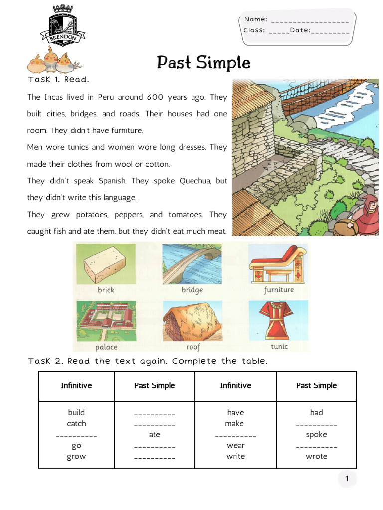 Inca Civilization Past Simple Exercises | PDF | Linguistics | Syntax