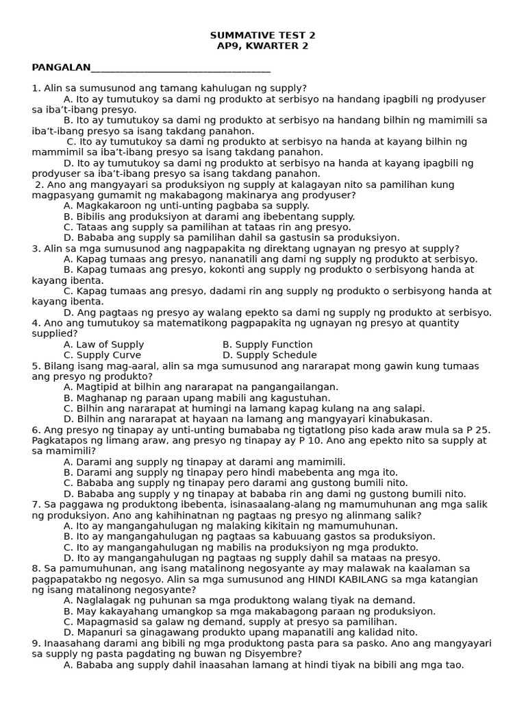 Summative Test 2 | PDF