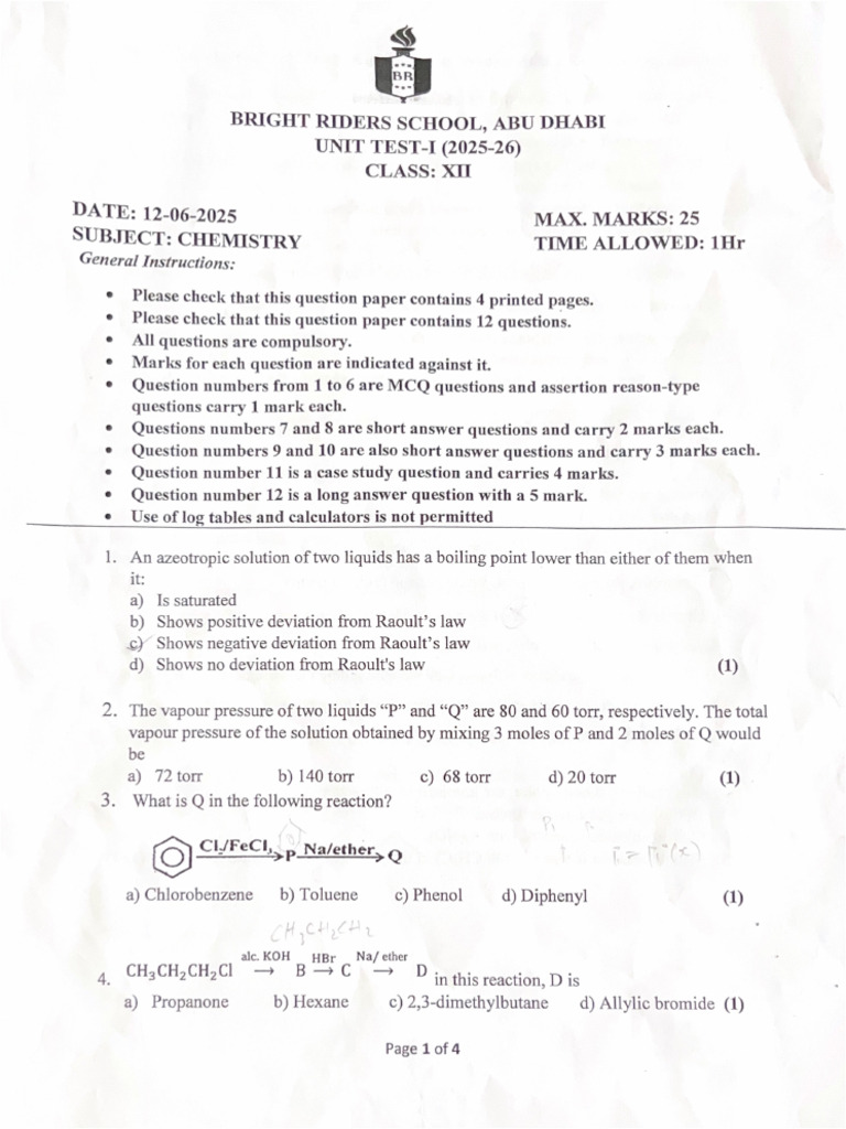BRS Che UT1 25-26 | PDF