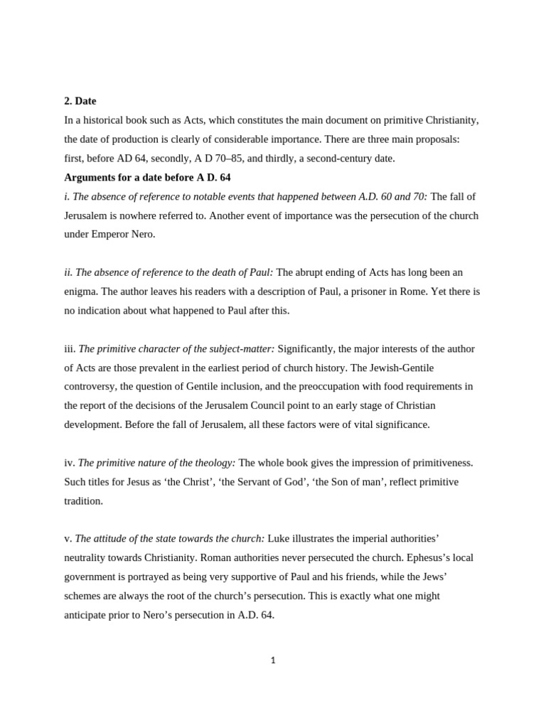 Dating and Purpose of Acts in Christianity | PDF | Acts Of The Apostles ...