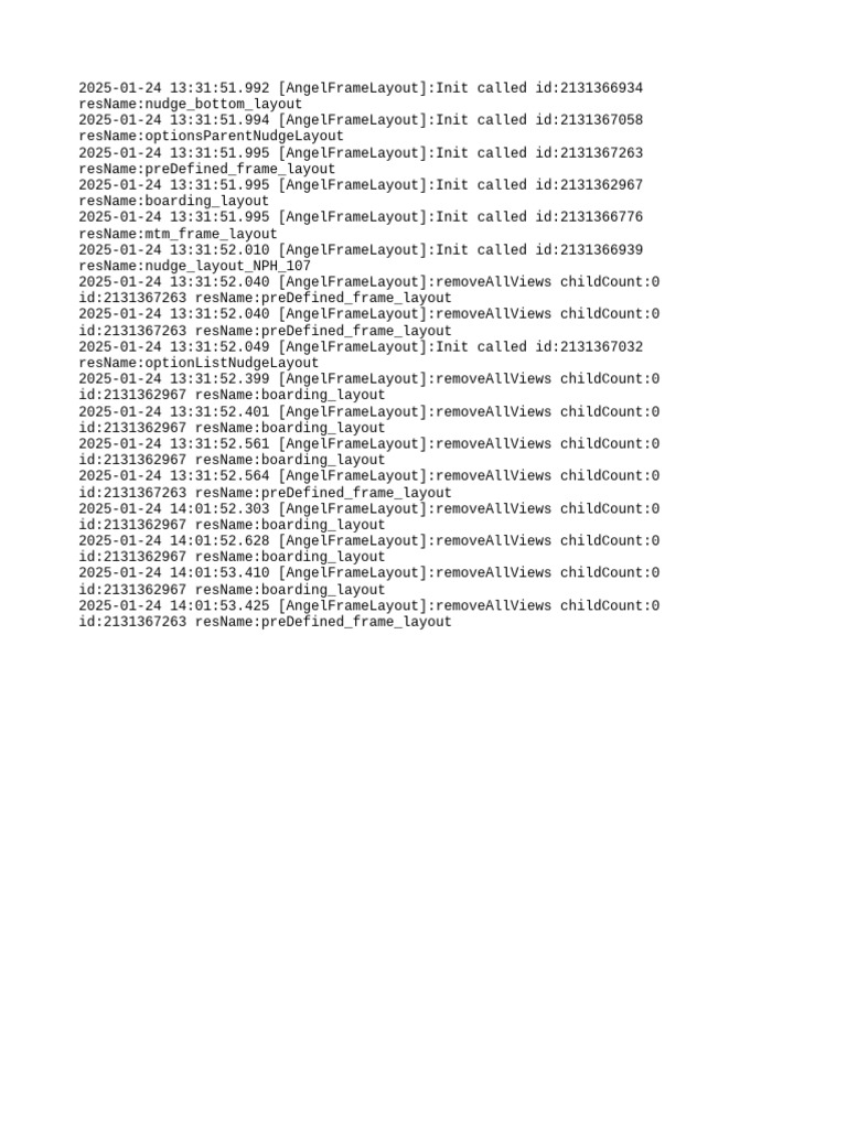 AngelFrameLayout Initialization Logs | PDF