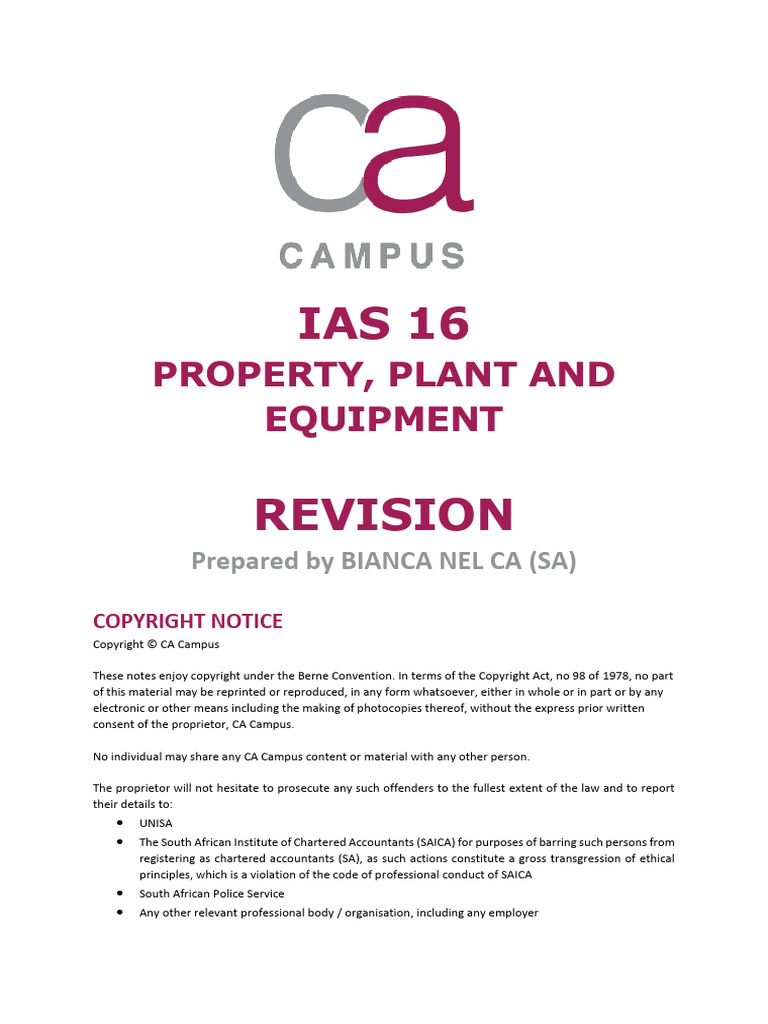 IAS 16 Property, Plant, and Equipment Guide | PDF | Fair Value ...