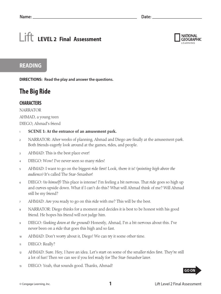Level 2 Final Assessment: The Big Ride | PDF | Perfume | Odor