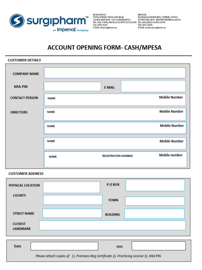 Customer Account Opening Form Template | PDF