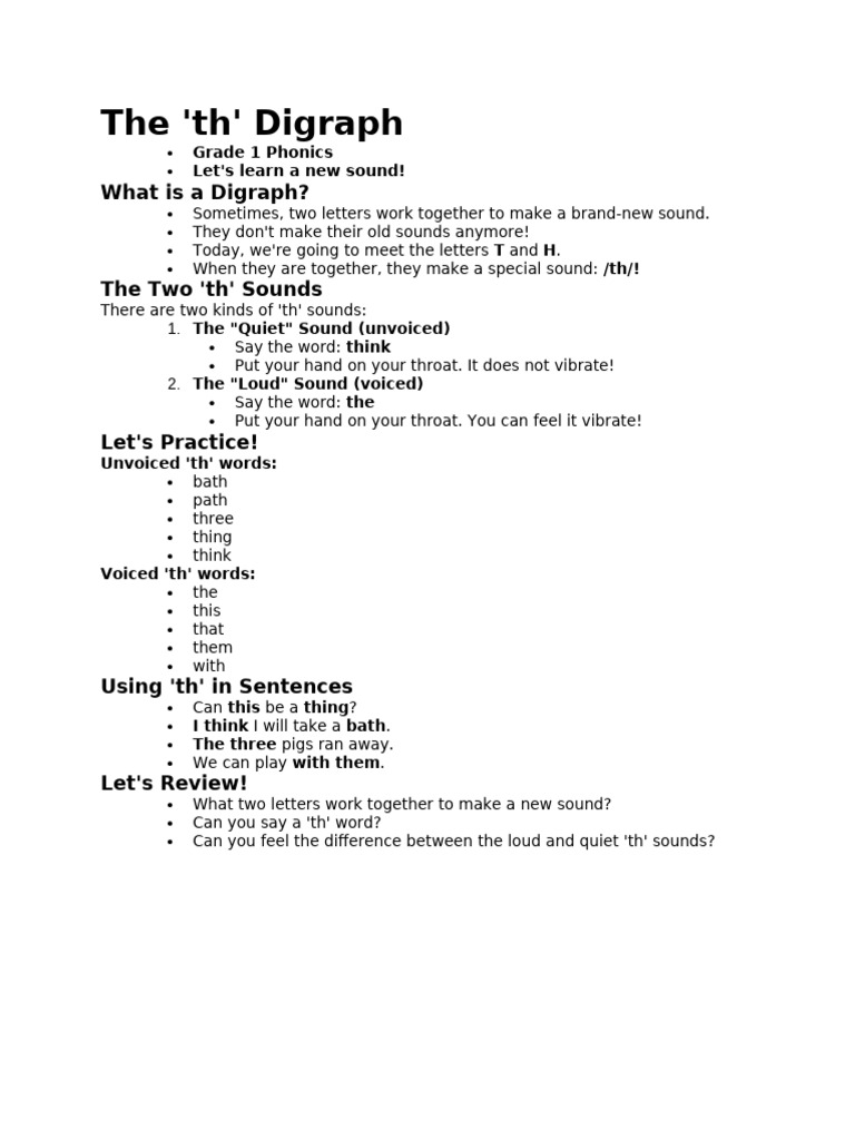 Understanding the 'th' Digraph | PDF