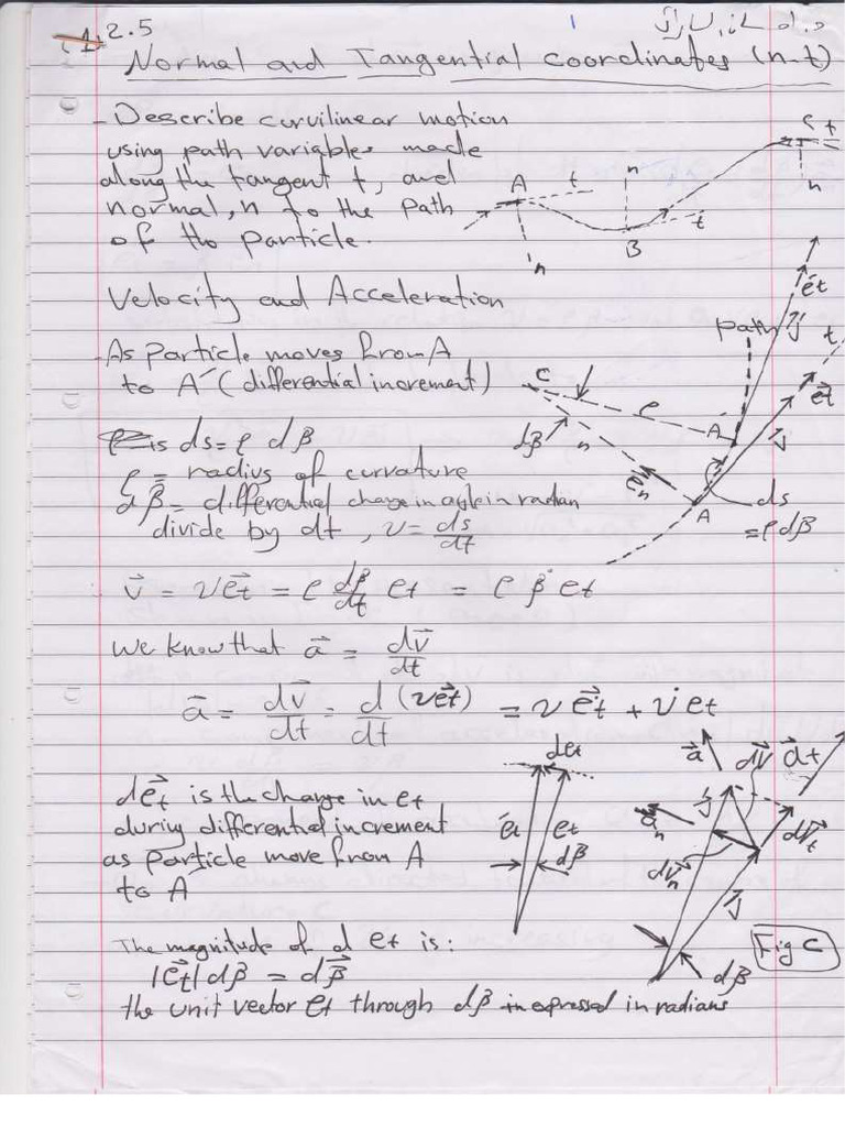 Lecture No 4 Normal And Tangential Coordinated Of Motion Elecro Pdf