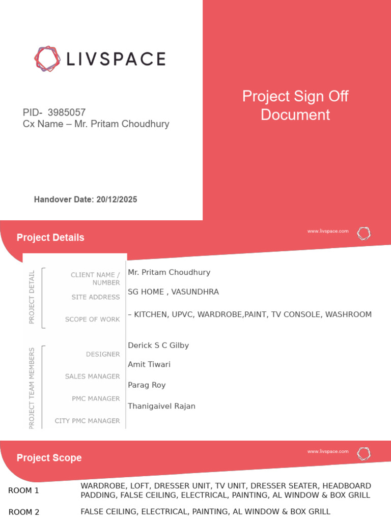 Project Sign Off for Pritam Choudhury | PDF | Home | Interior Design