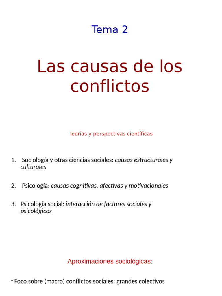 Causas de los Conflictos Sociales | PDF | Conflicto (proceso) | Sicología
