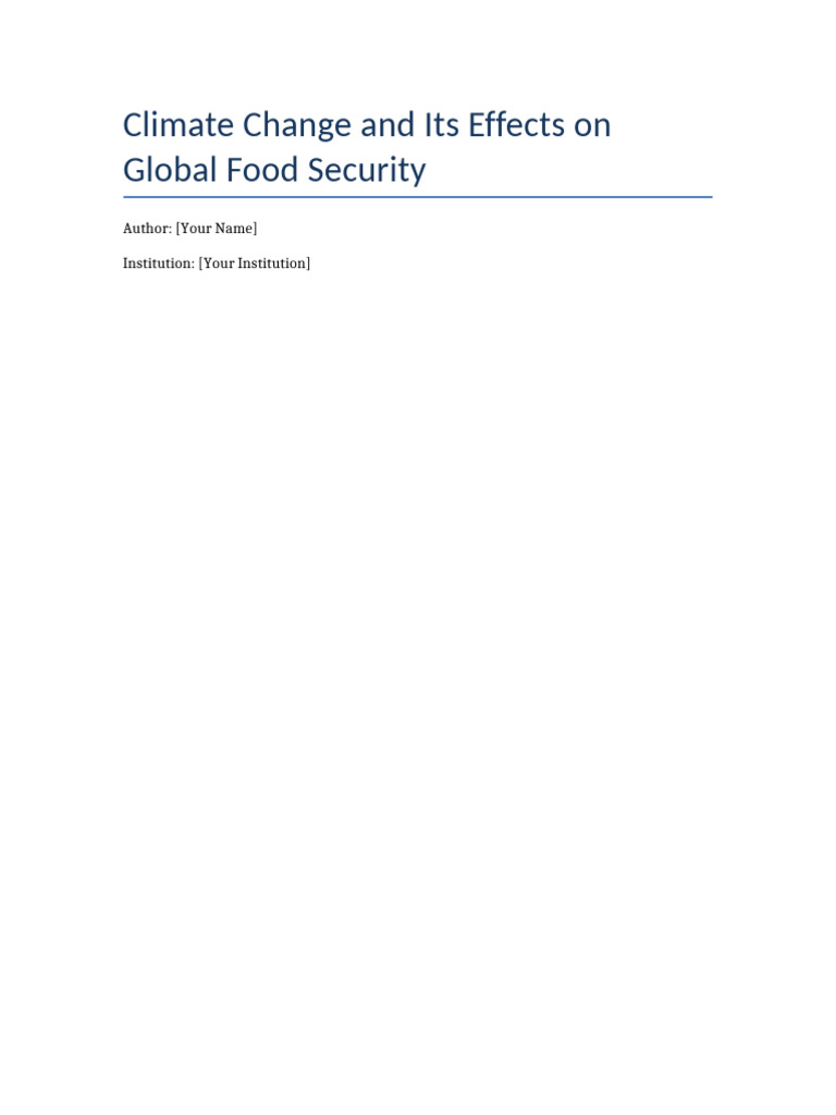 Climate Change's Impact on Food Security | PDF