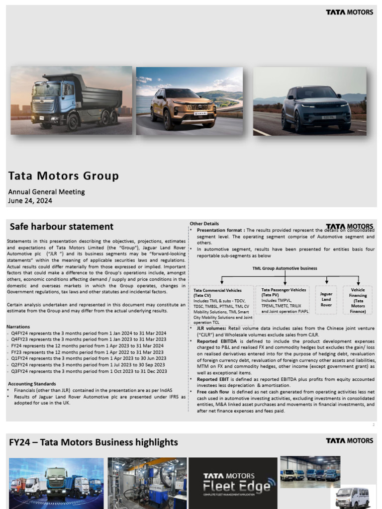 Tata Motors AGM Scheduled for June 2024 | PDF | Business | Financial ...