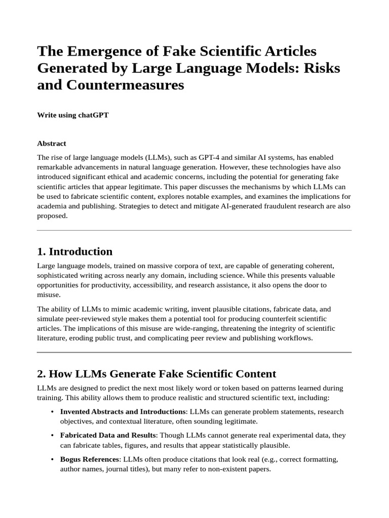 Risks of AI in Scientific Publishing | PDF | Artificial Intelligence ...