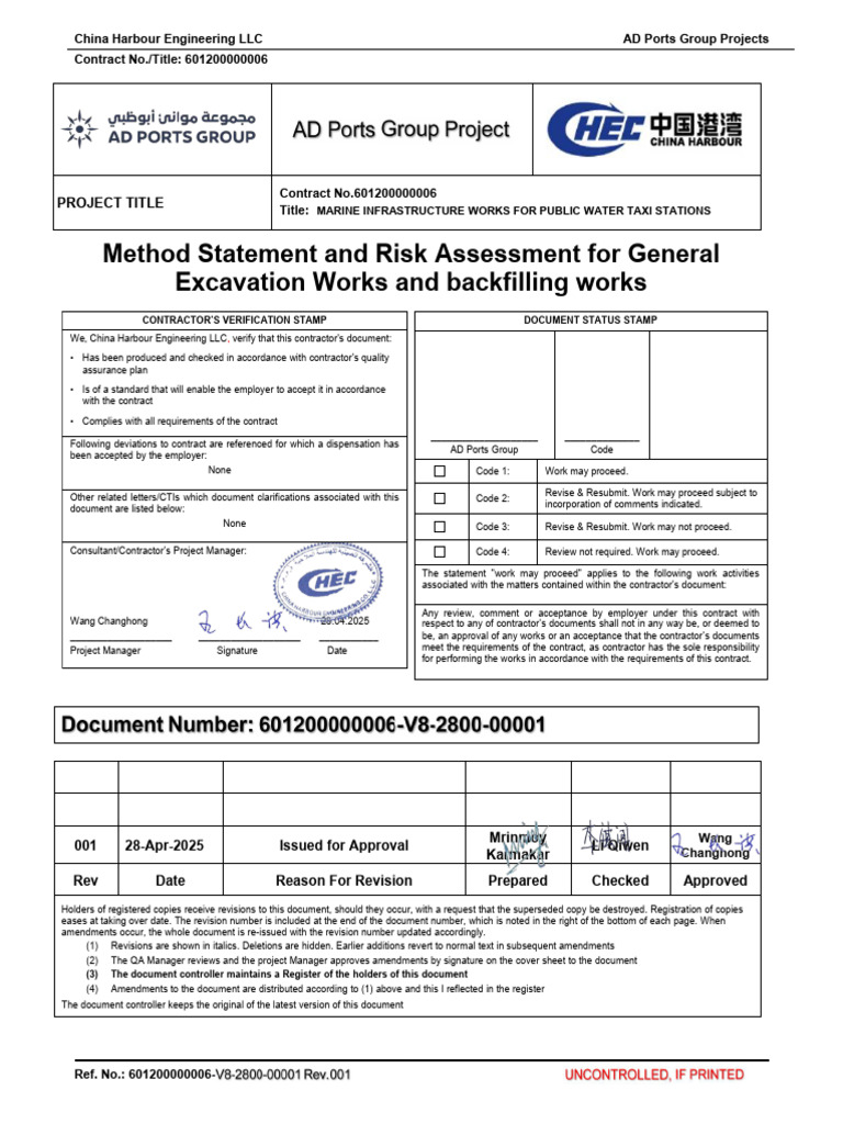 Method Statement and Risk Assessment for GeneralExcavation Works and ...