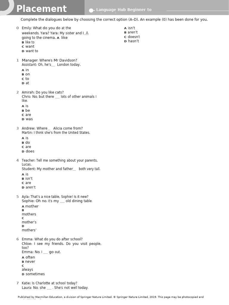 1666952670 - Language - Hub - Placement - Test - Таня | PDF