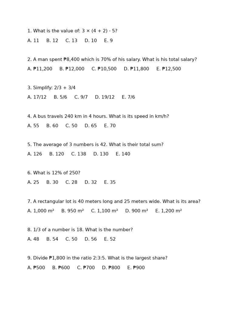 Math Problem Solving Questions | PDF