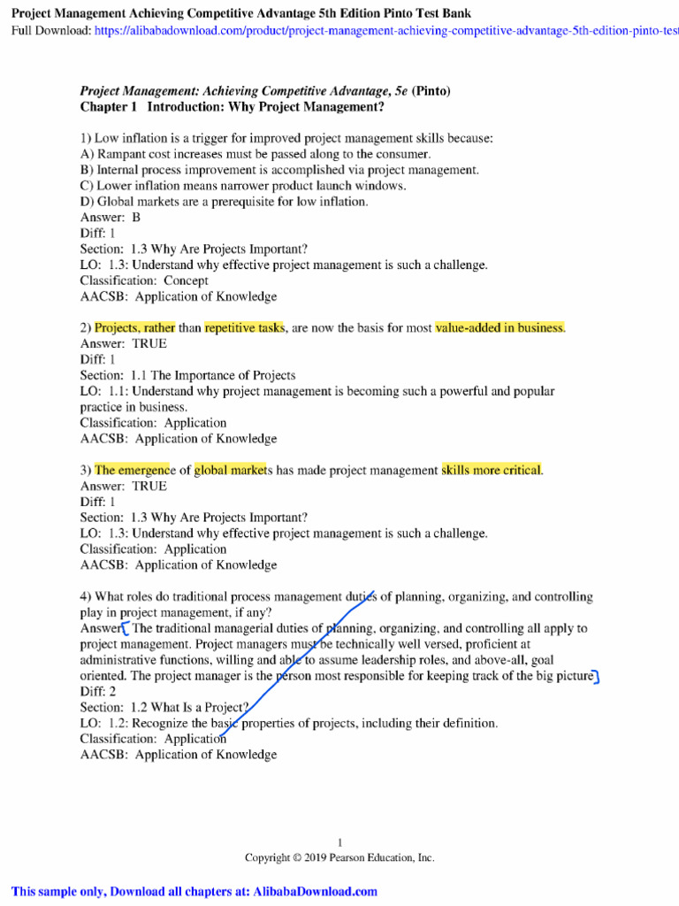 Project Management Test Bank Download | PDF | Project Management ...
