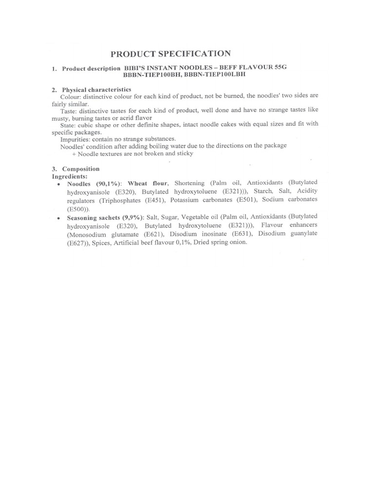 Bibis Beef Specs | PDF