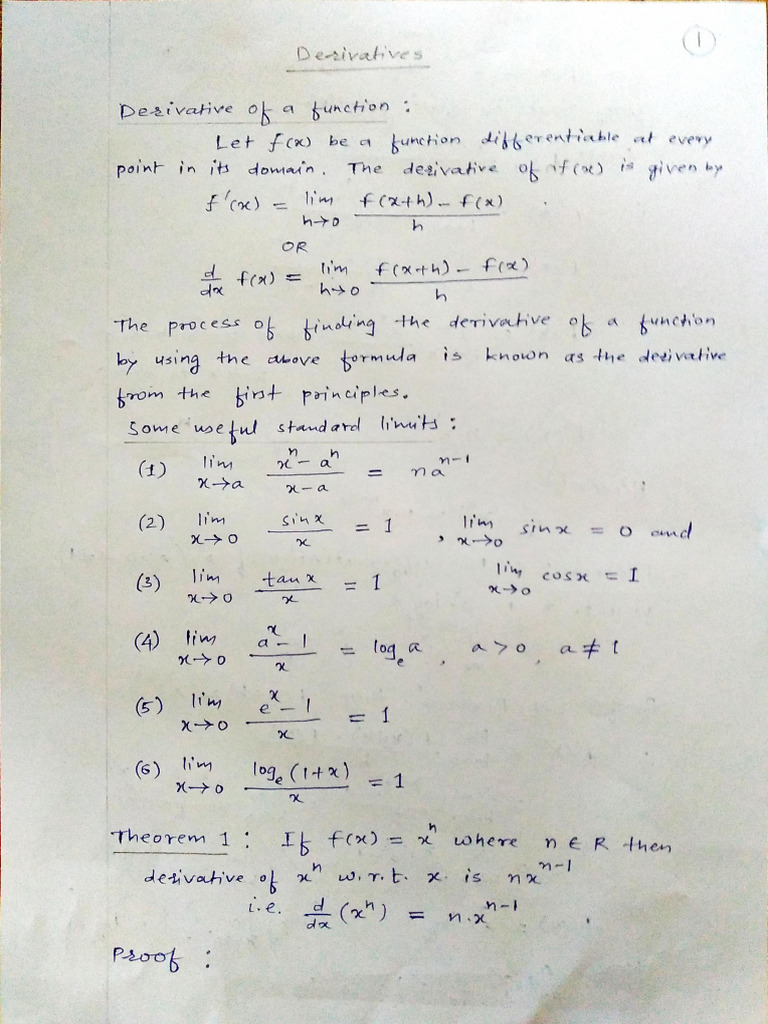 Derivative Chapter Formula | PDF