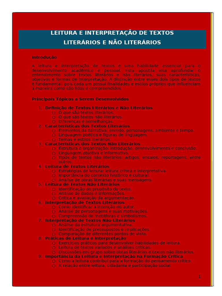 Leitura e Interpretação de Textos | PDF | Narrativa | Interpretação ...