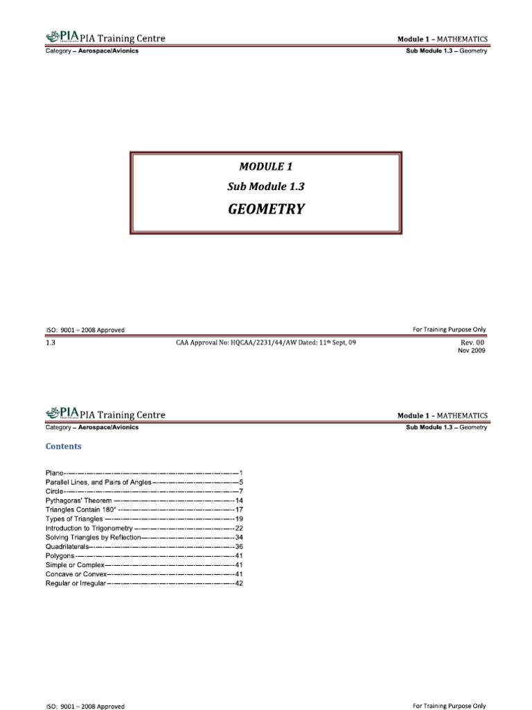 Module 1 (Mathematics) Sub Module 1.3 (Geometry) | PDF