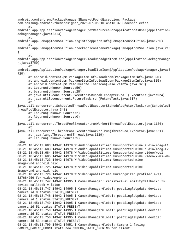 Android PackageManager Error Log | PDF | Software Engineering ...