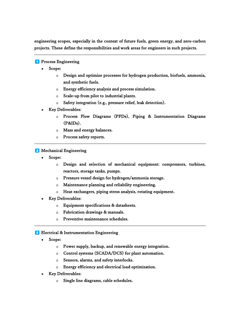 Engineering Scopes for Zero-Carbon Fuels | PDF | Engineering ...