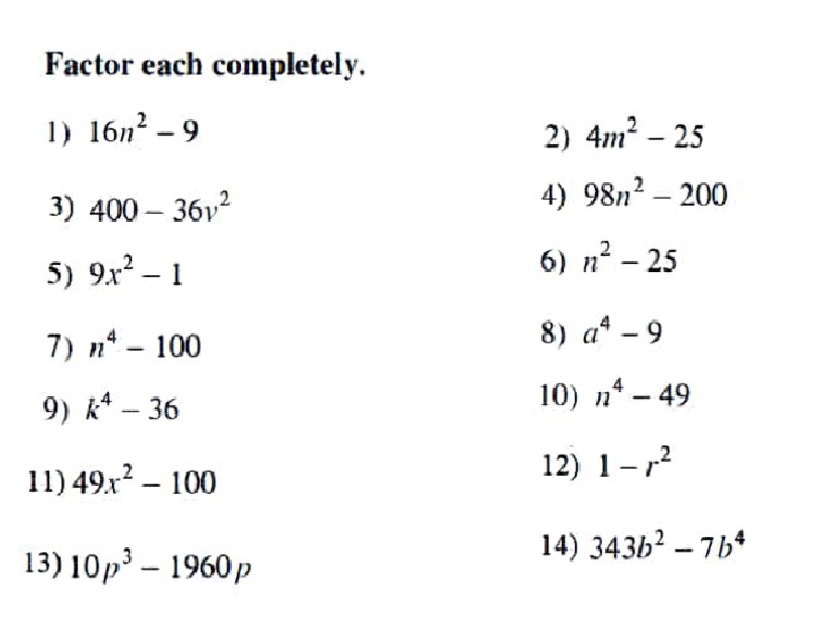 Complete Factorization Problems List | PDF