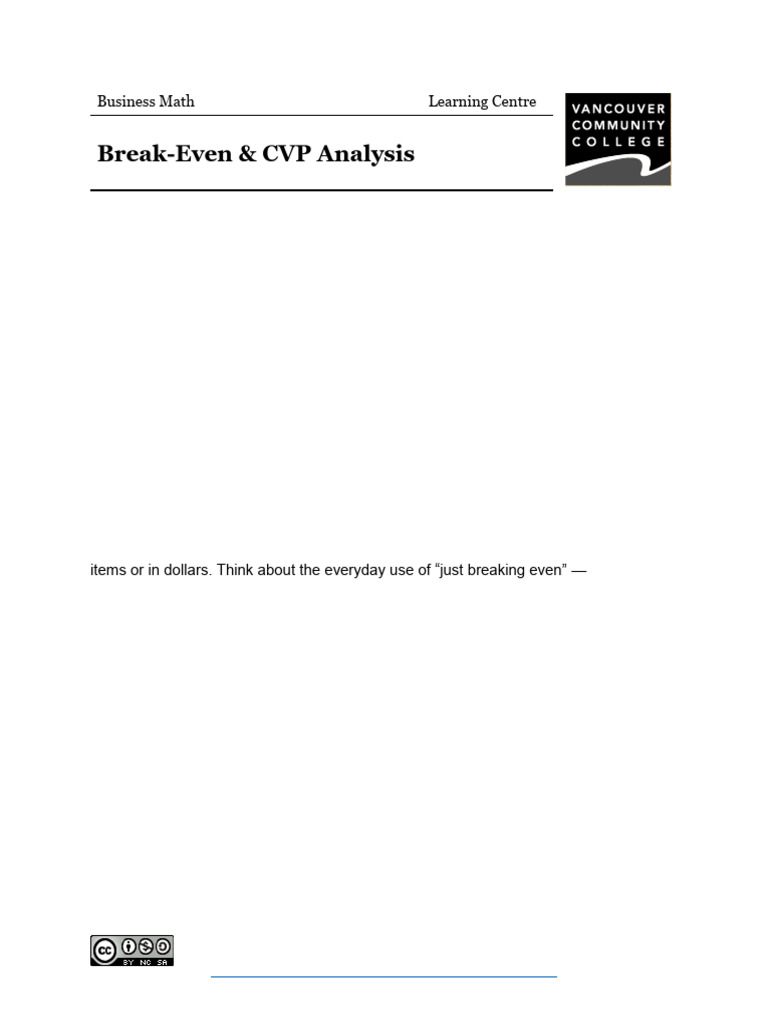 Break-Even and CVP Analysis Guide | PDF | Business Economics ...