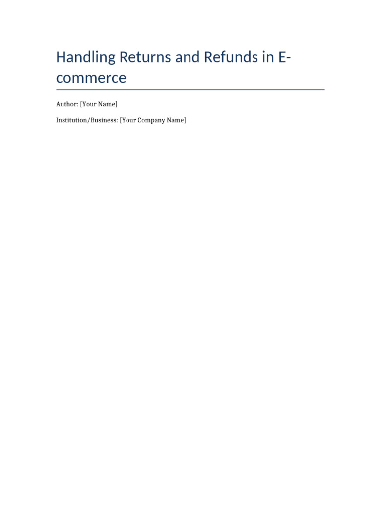 Returns Refunds Ecommerce | PDF