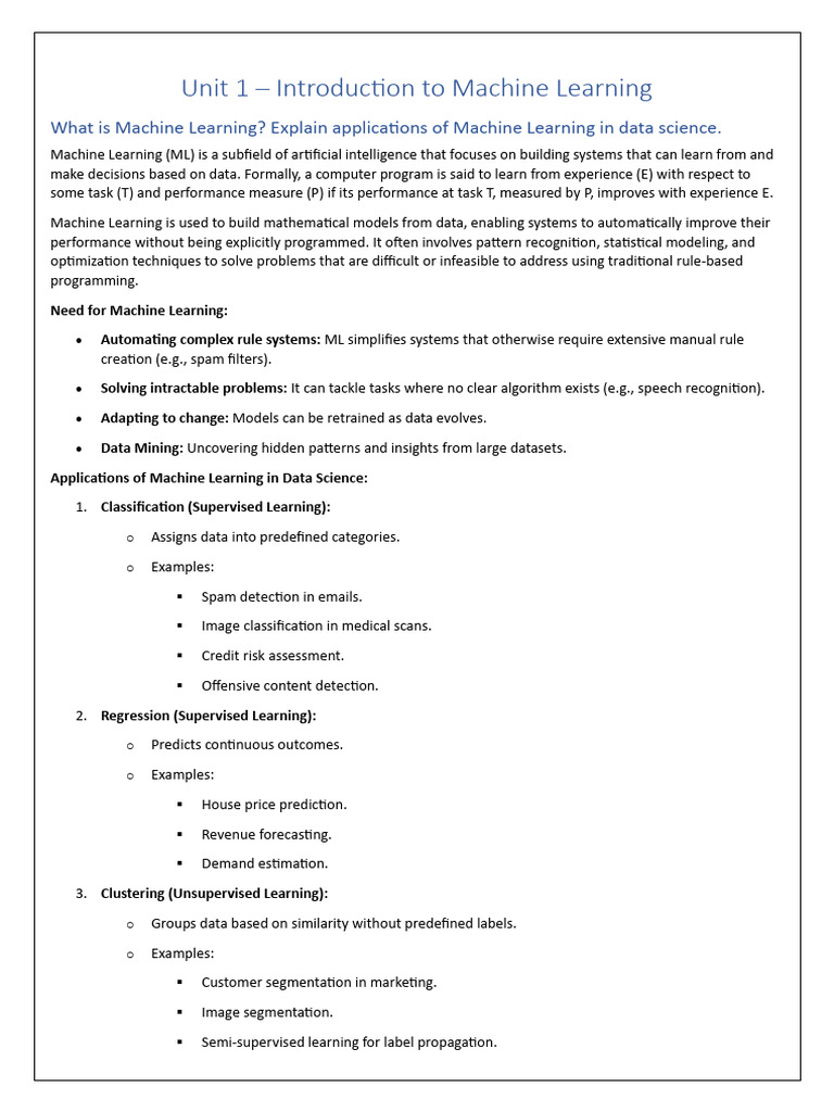 Introduction to Machine Learning Concepts | PDF | Machine Learning ...