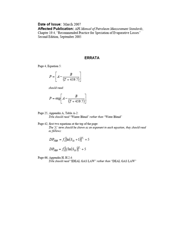 API Manual Errata for Chapter 19.4 | PDF