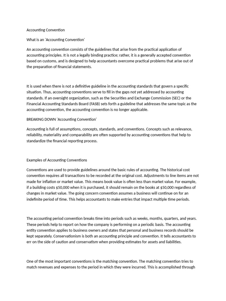 Examples of Accounting Conventions | PDF | Accounting | Financial ...