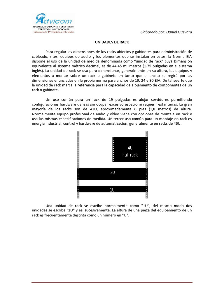 Dimensiones y unidades de rack | PDF