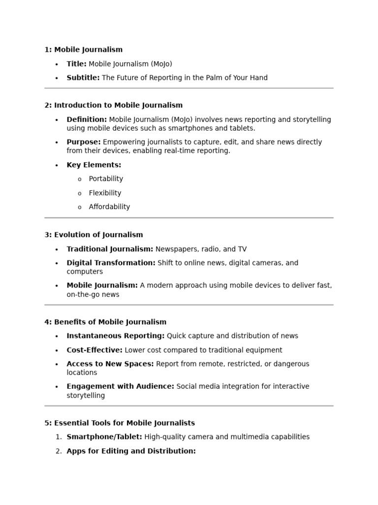 Mobile Journalism: Tools and Techniques | PDF | Journalism | Editing