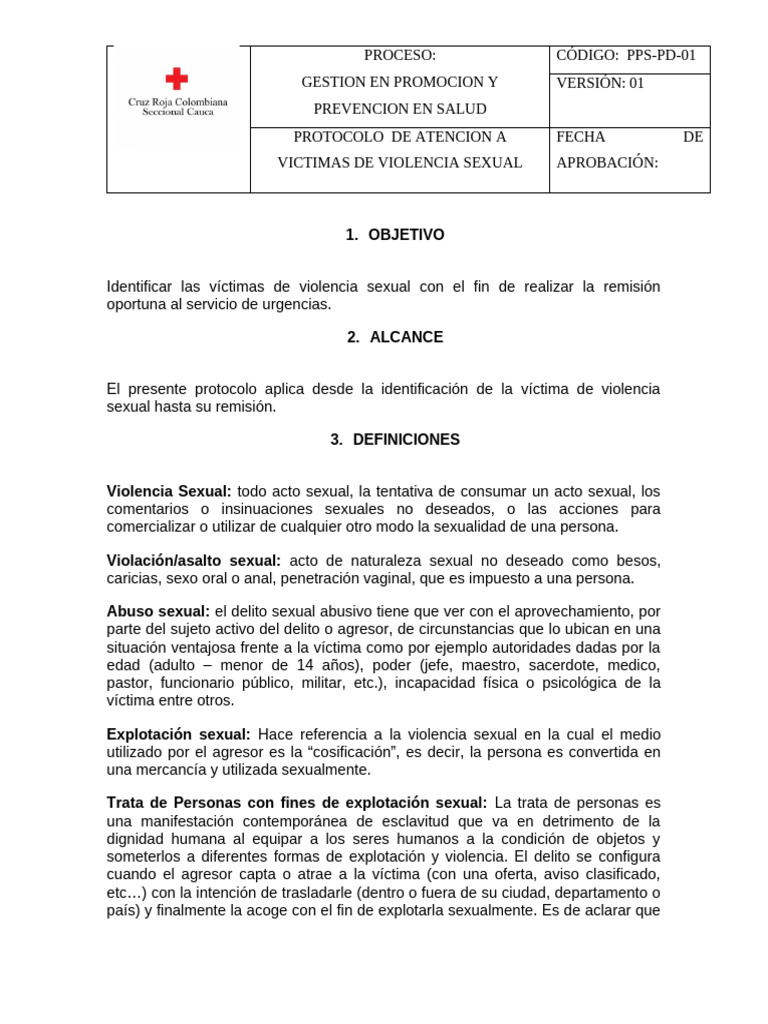 Protocolo de Atención a Víctimas de Violencia Sexual | PDF | Violencia ...