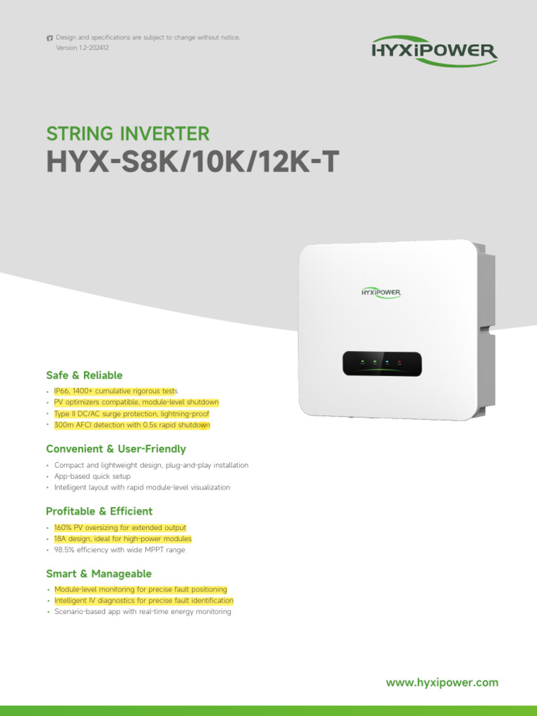HyxiPower Inverter Specifications | PDF | Physical Quantities