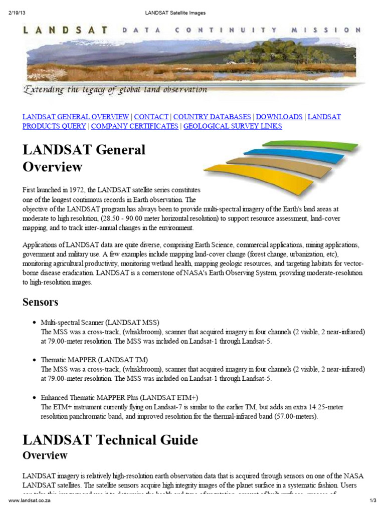 Overview of LANDSAT Satellite Imagery | PDF | Satellite Imagery
