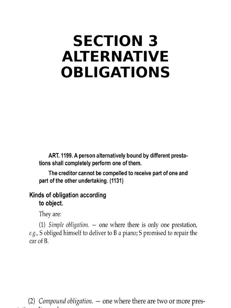 Alternative Obligations | PDF