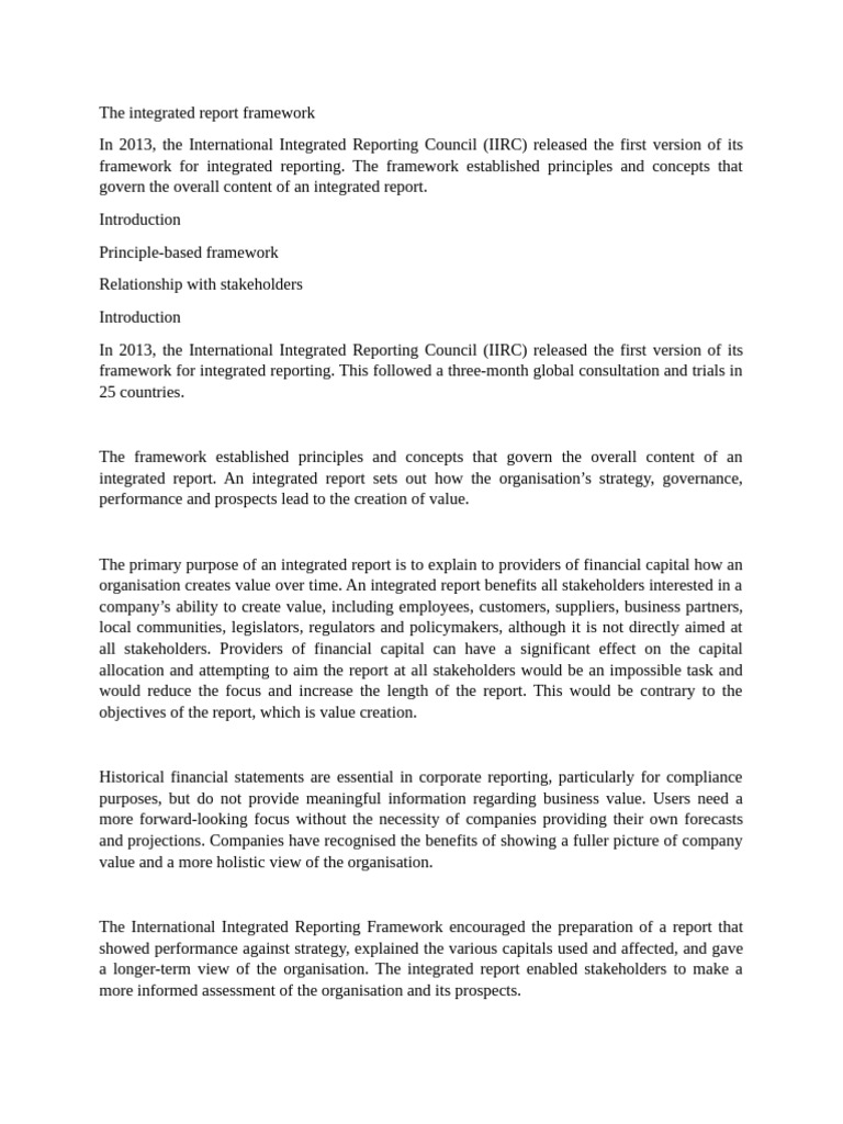 8. the Integrated Report Framework | PDF | Business Economics | Business