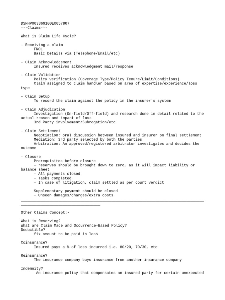 Claims Lifecycle Pdf