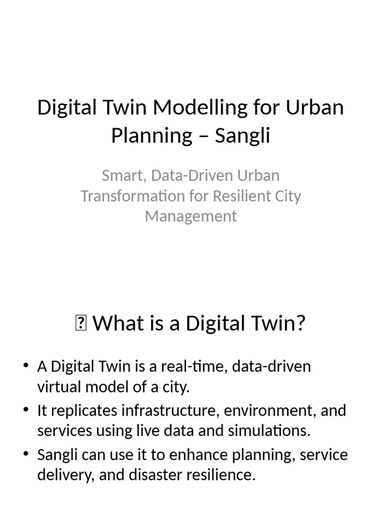 Digital Twin Urban Planning Sangli | PDF