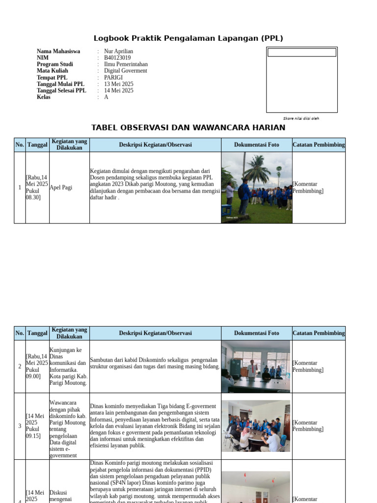 Logbook PPL Digital Government 2025 | PDF