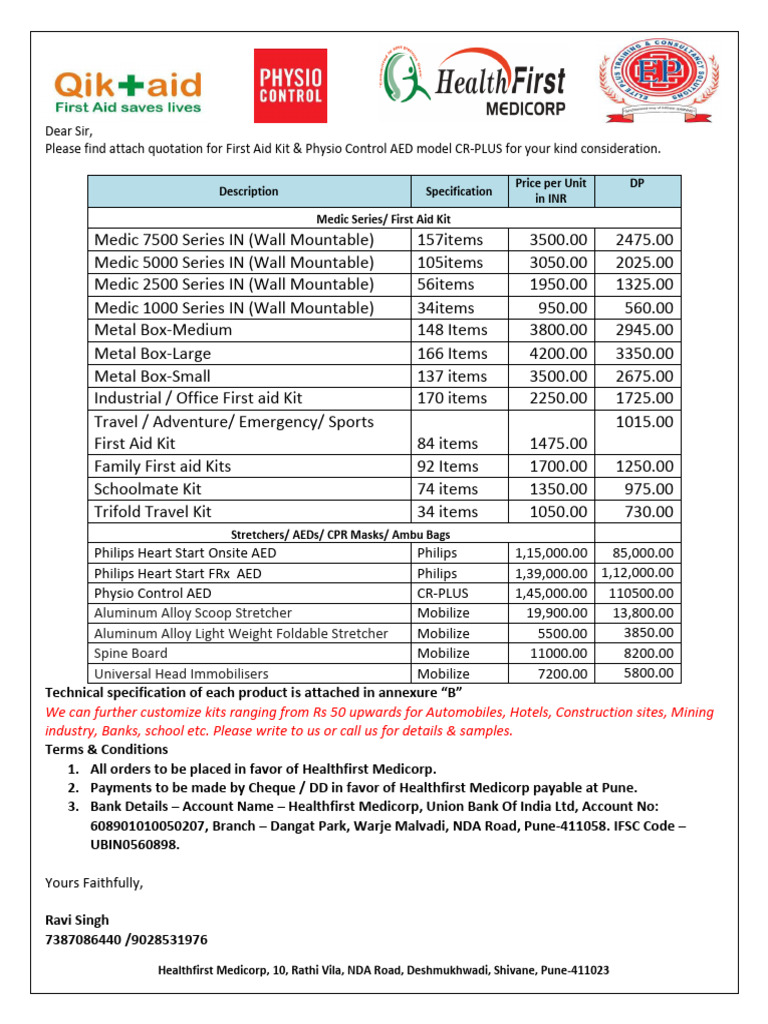 First Aid Kits and AED Quotation | PDF | Cardiac Arrest | Heart